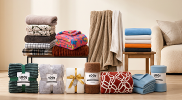 Curated collection of 1001 Blankets in different colours and textures