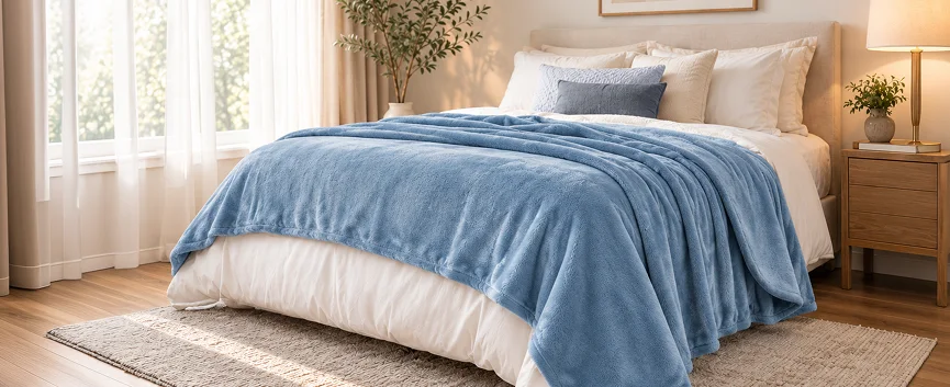 Flannel Blanket styled in a bedroom setting