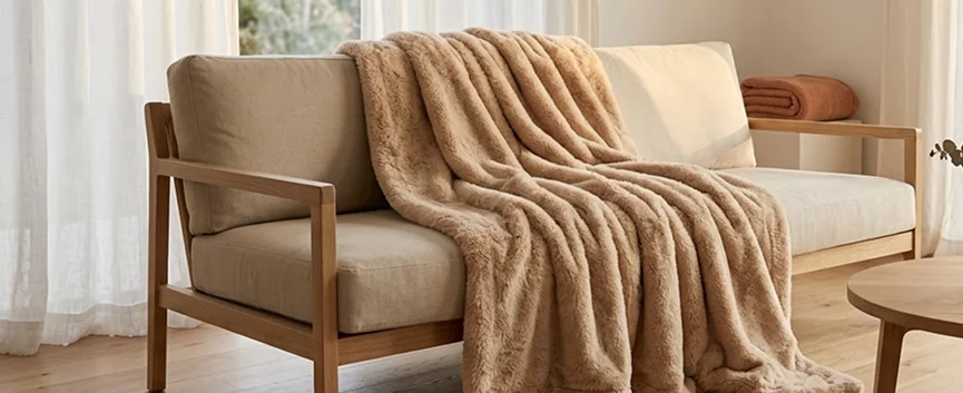 Mink Blanket styled in a bedroom setting