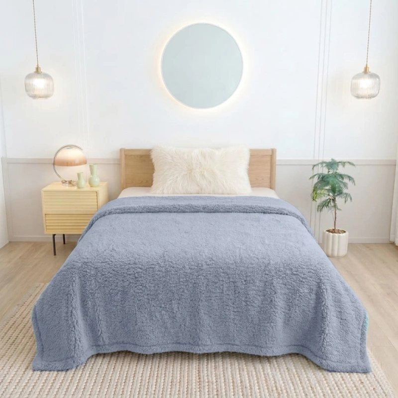 Sherpa Blanket – Misty Blue texture