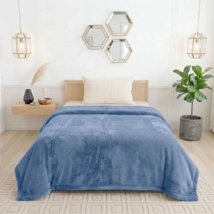 Rabbit Faux Fur Blanket – Deep Slate Blue
