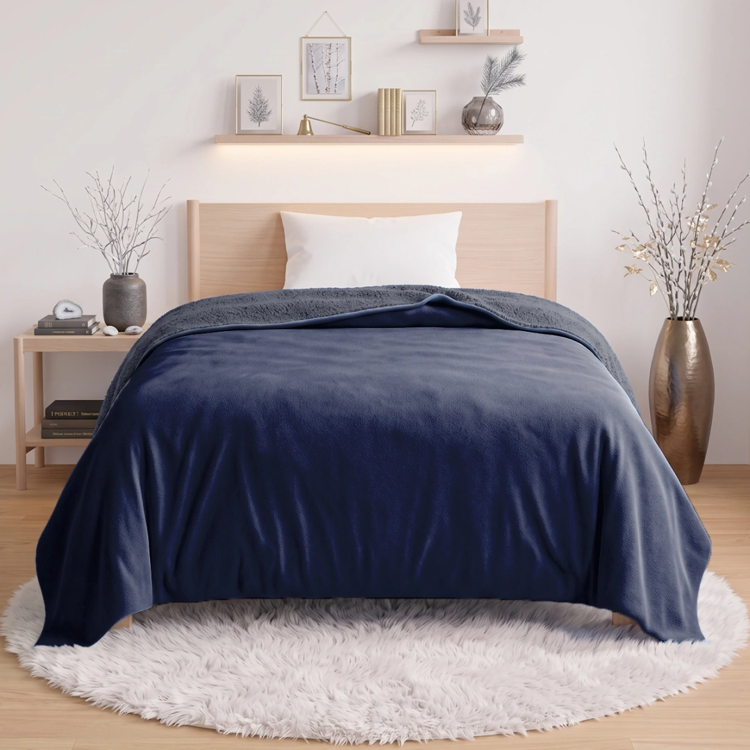 Reversible Plush Blanket – Two-Tone Design – image 2