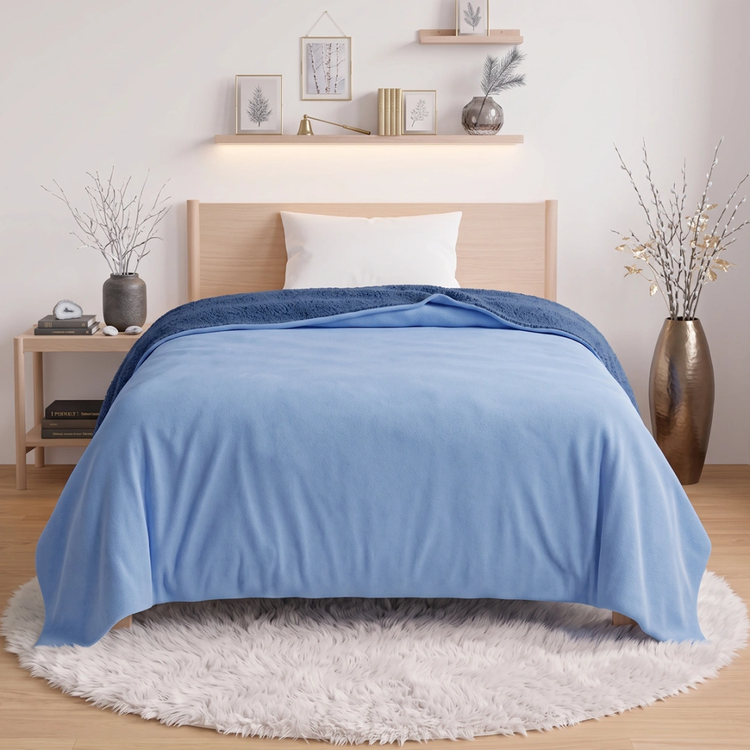 Reversible Plush Blanket – Two-Tone Design – image 2