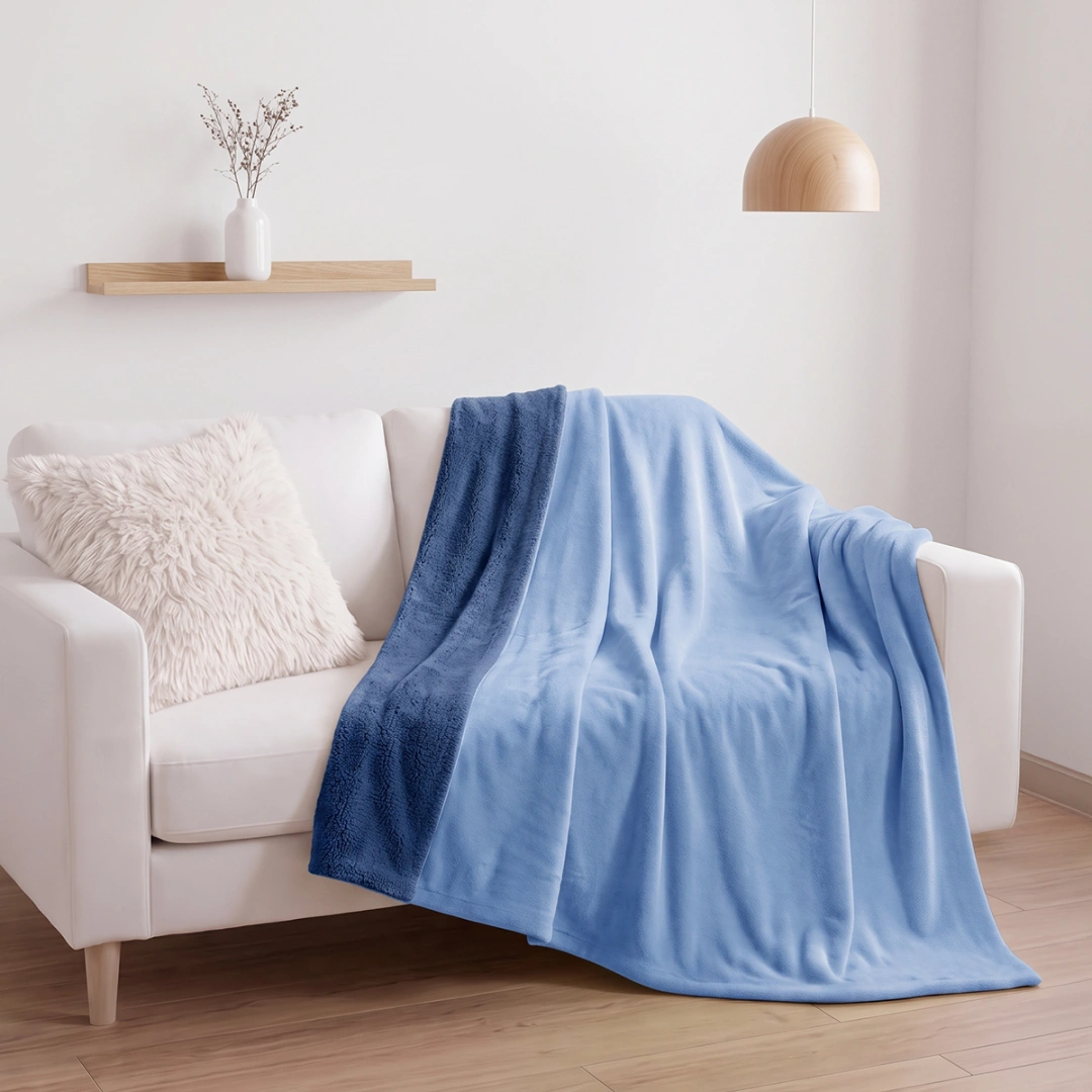 Reversible Plush Blanket – Two-Tone Design – image 3
