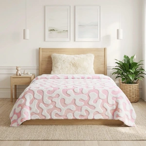 Jacquard Blanket – Vine Design, Blush Pink