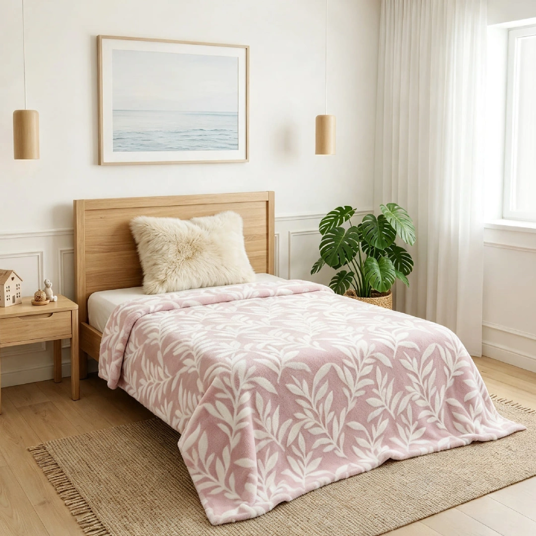 Jacquard Blanket – Leaf Design – image 3