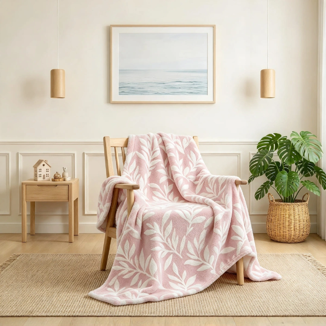 Jacquard Blanket – Leaf Design – image 4