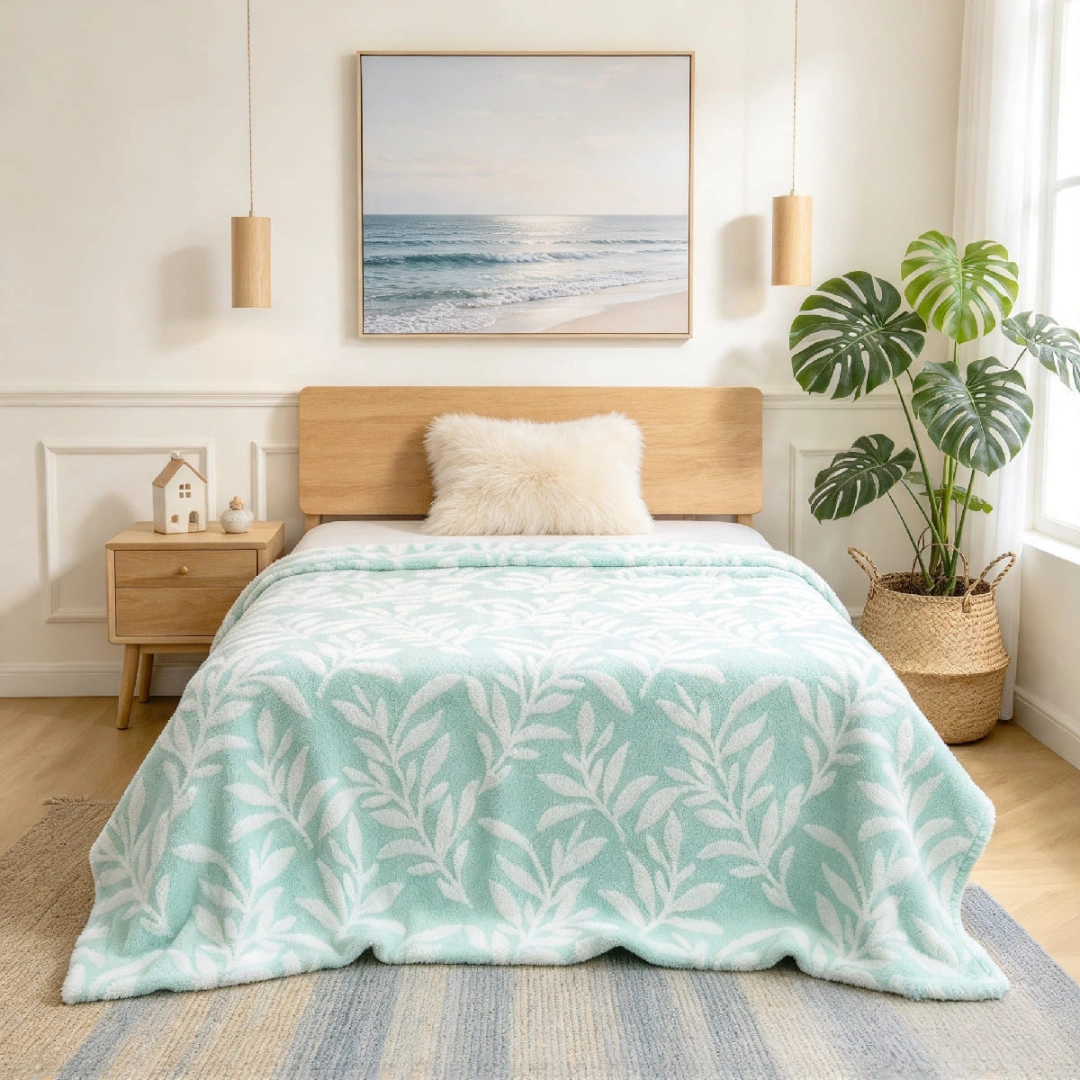 Jacquard Blanket – Leaf Design – image 2