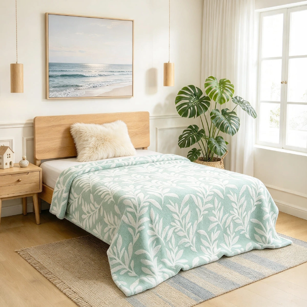 Jacquard Blanket – Leaf Design – image 3