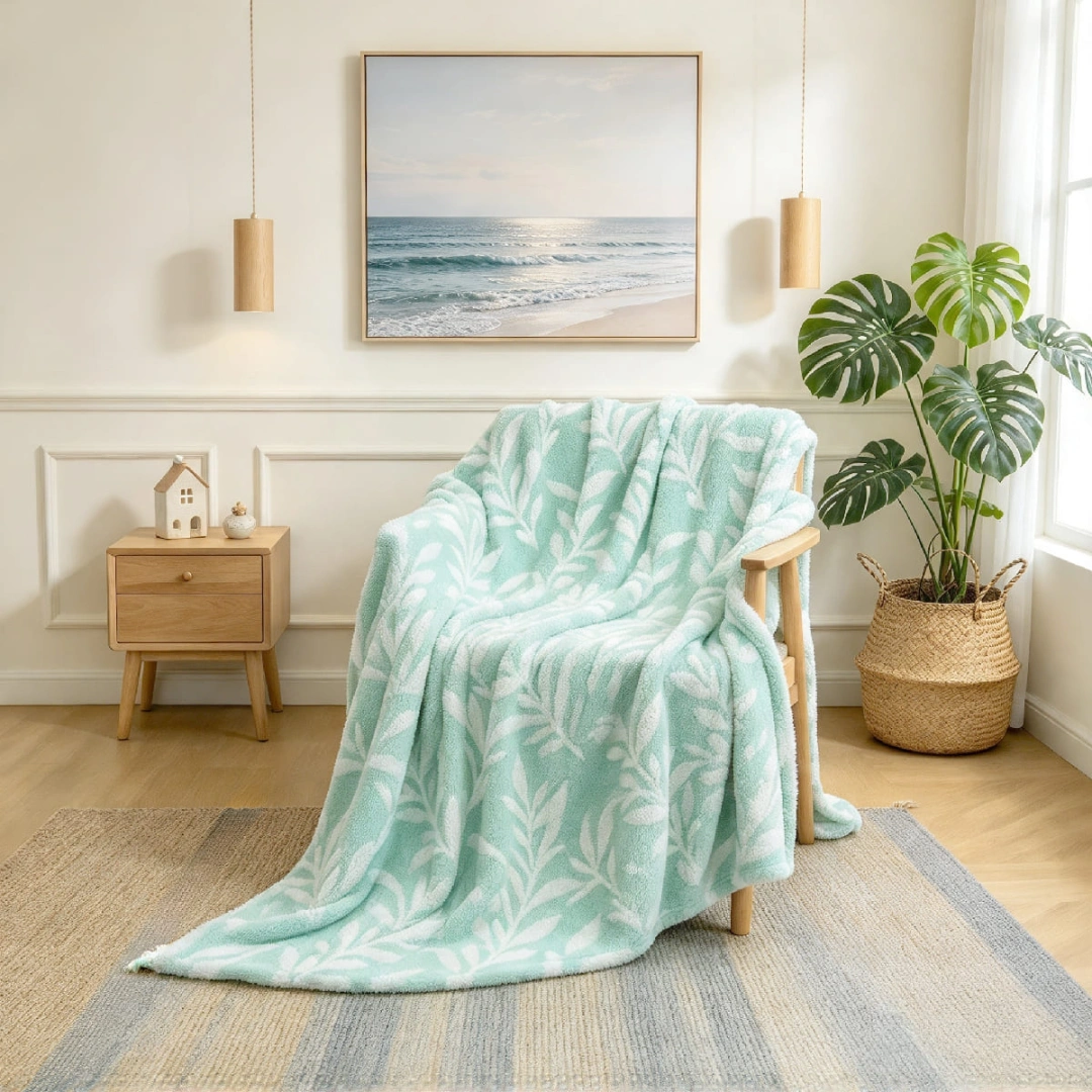Jacquard Blanket – Leaf Design – image 4