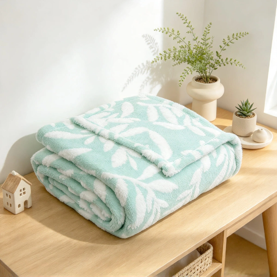 Jacquard Blanket – Leaf Design – image 5