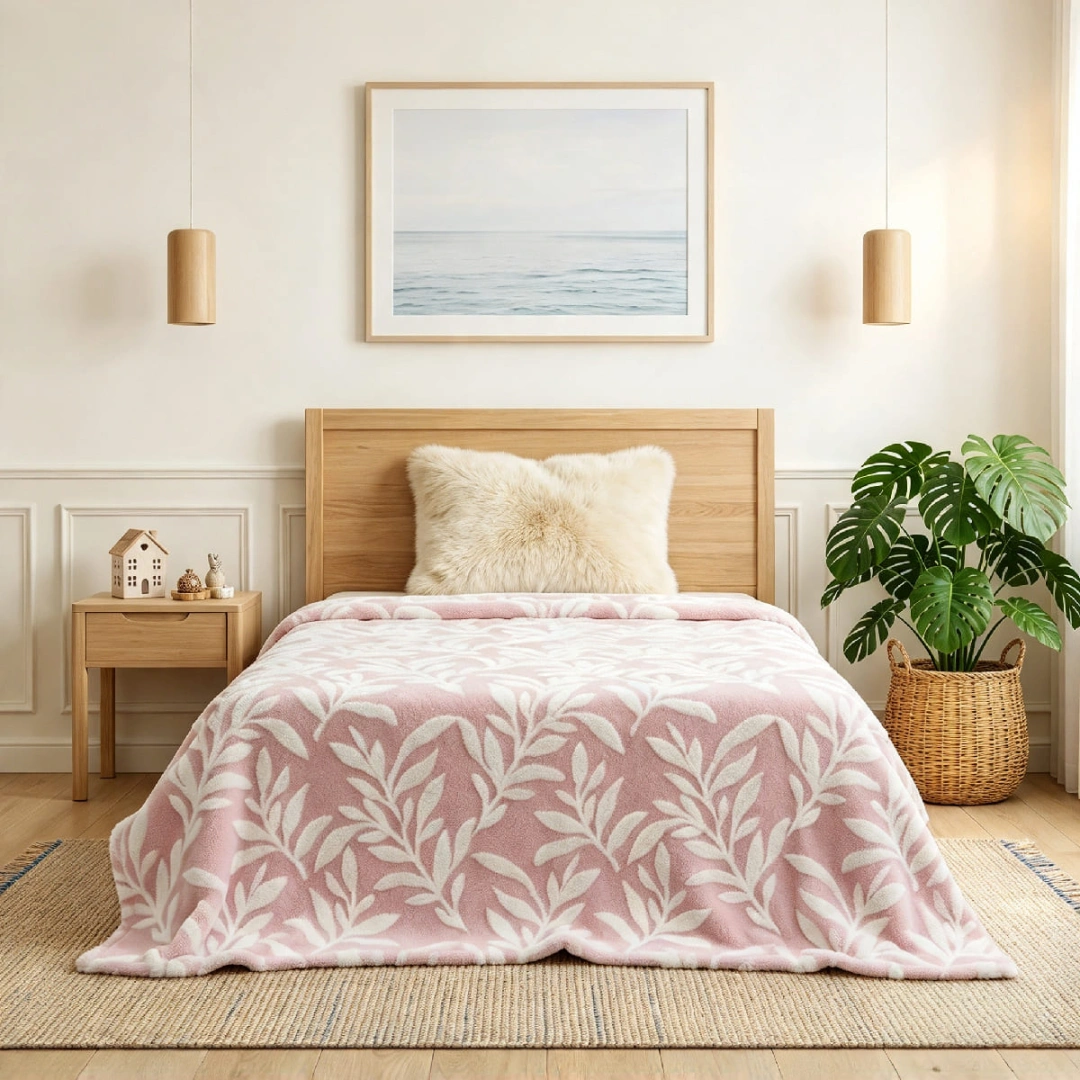 Jacquard Blanket – Leaf Design – image 1
