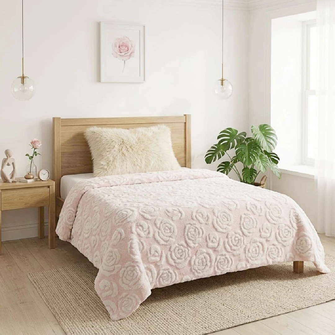 Jacquard Blanket – Rose Design – image 3