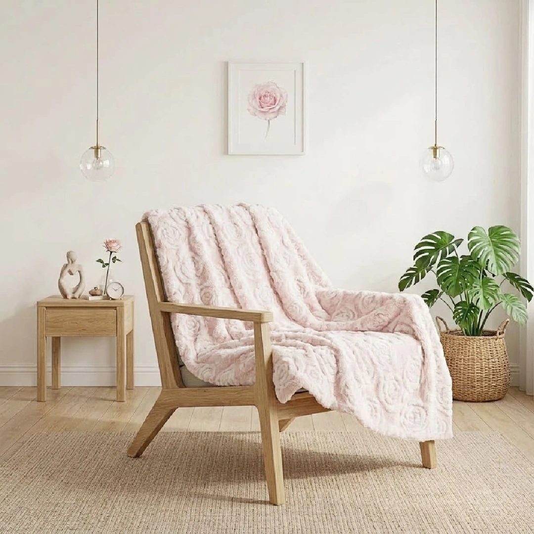 Jacquard Blanket – Rose Design – image 4