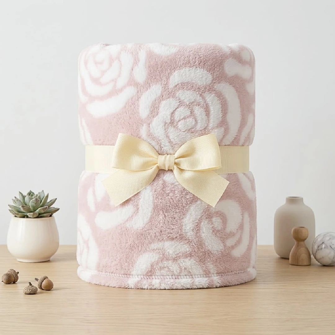 Jacquard Blanket – Rose Design – image 7
