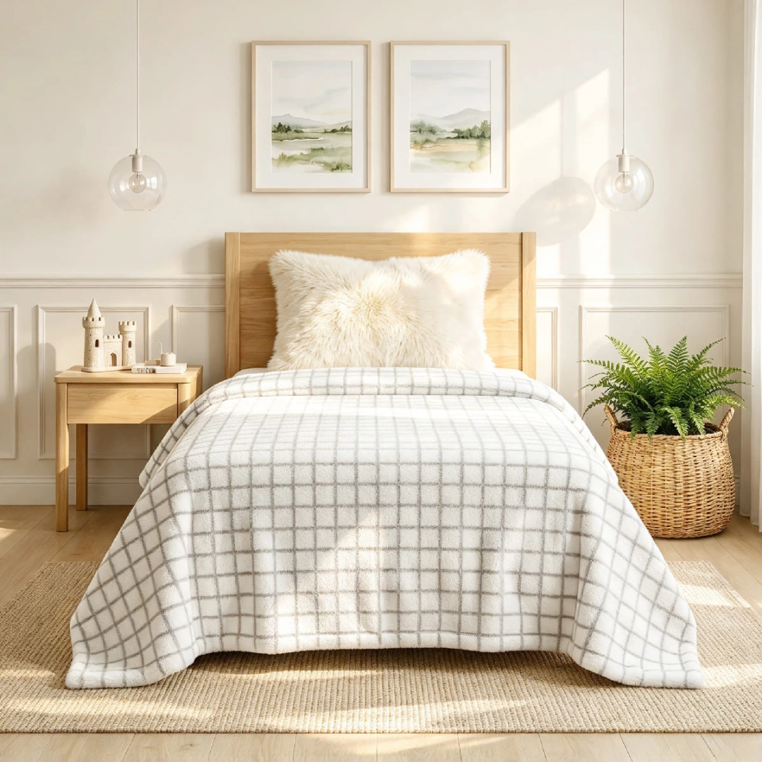 Jacquard Blanket – Grid Design – image 1