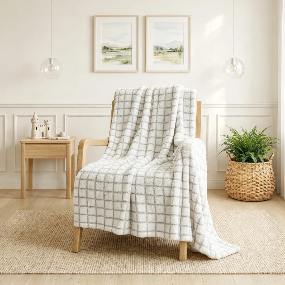 Jacquard Blanket – Grid Design – image 3