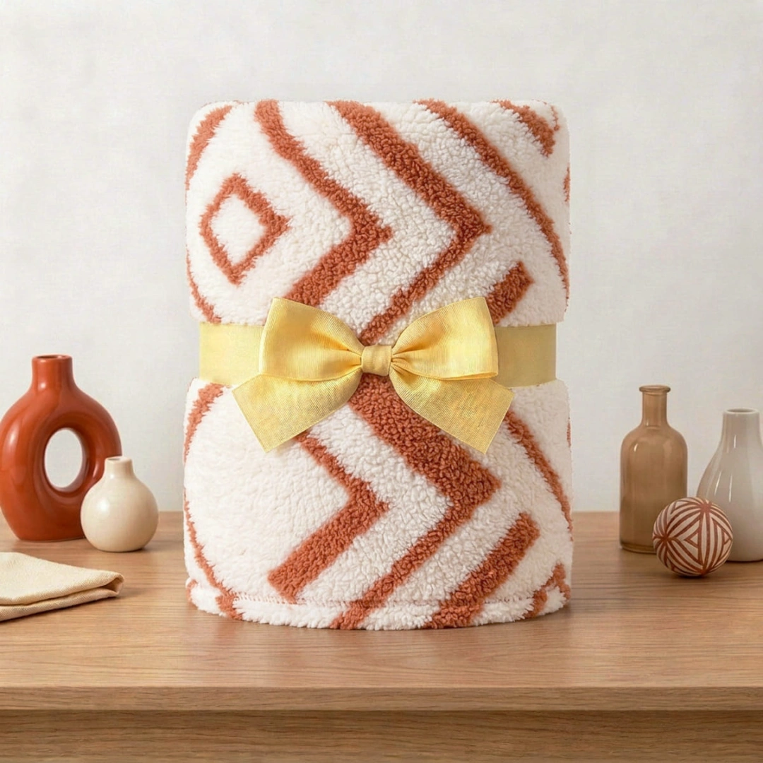 Jacquard Blanket – Scalloped Square Design – image 5