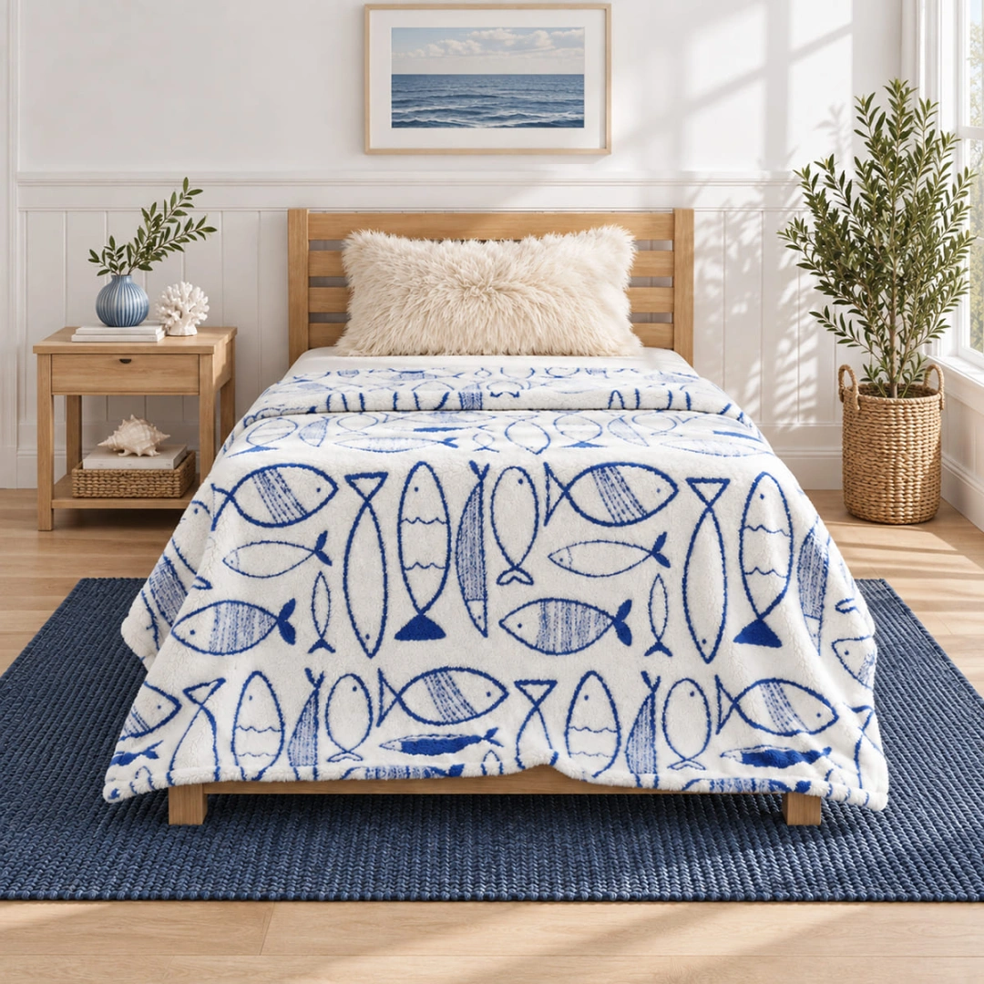 Jacquard Blanket – Fish Design – image 1