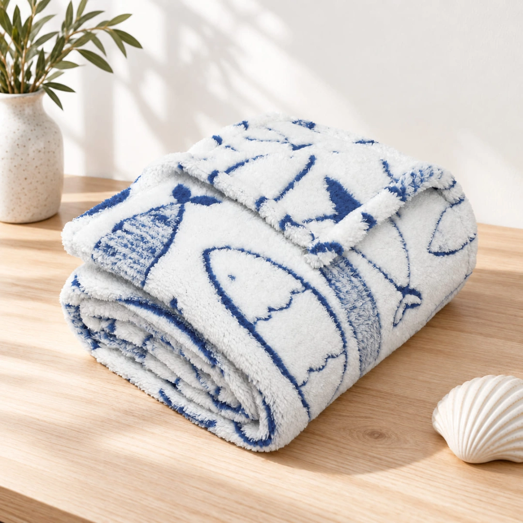 Jacquard Blanket – Fish Design – image 4