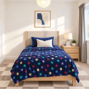 Printed Fleece Blanket 280 GSM in Midnight Blue