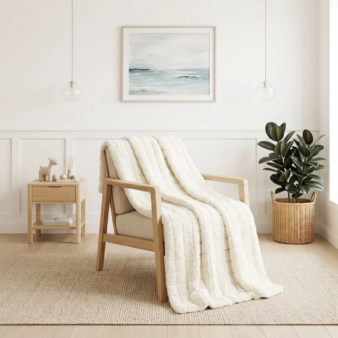 Jacquard Blanket – Grid Design – image 3
