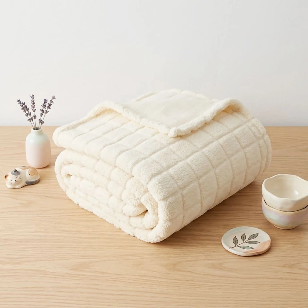 Jacquard Blanket – Grid Design – image 4