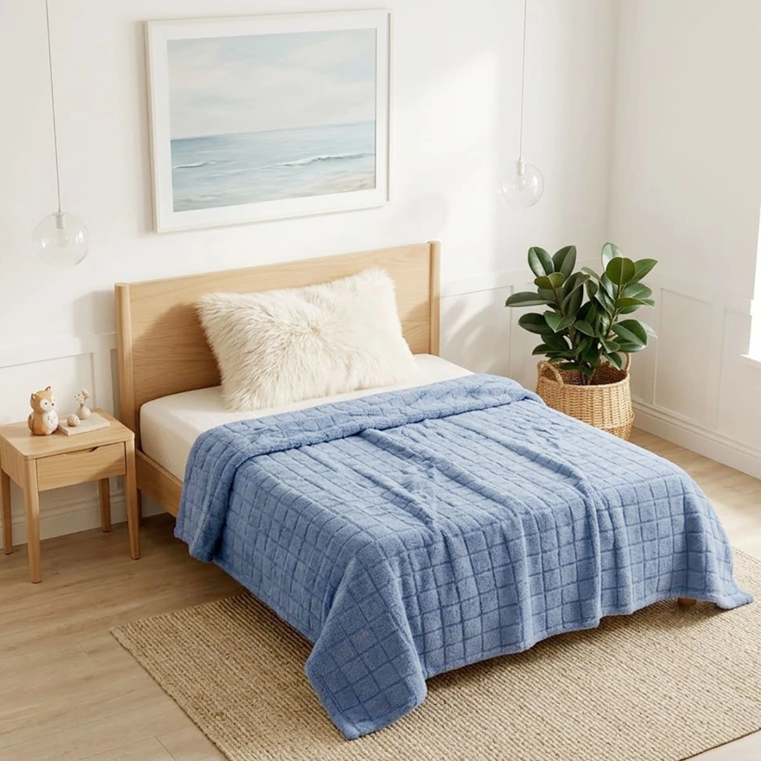 Jacquard Blanket – Grid Design – image 2