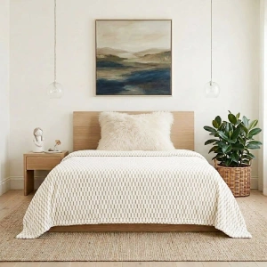 Jacquard Blanket 320 GSM in Sandstone Beige