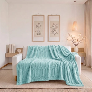 Jacquard Blanket 270 GSM in Soft Sage