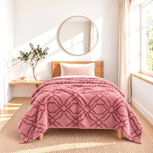 Jacquard Blanket 260 GSM in Light Coral