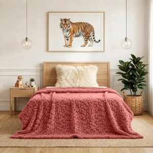 Jacquard Blanket 260 GSM in Dusty Rose Red