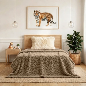 Jacquard Blanket 260 GSM in Earthy Taupe