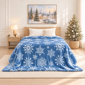 Jacquard Blanket – Christmas Design, Indigo Denim