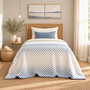 Jacquard Blanket – Gradient Design, Washed Denim