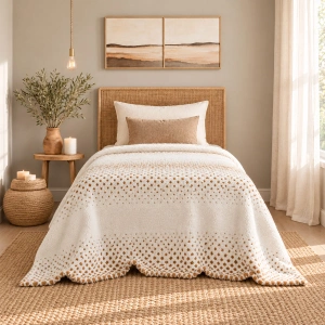 Jacquard Blanket – Gradient Design, Saddle Brown