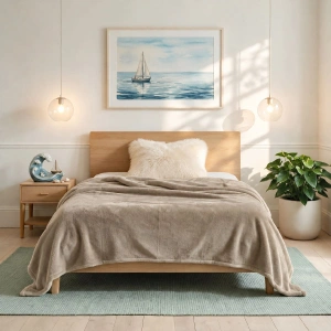 Flannel Blanket in Mushroom Beige